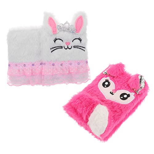 CANIGHT 2 Teiliges Plüsch Notizbuch Tagebuch Set Für Mädchen, Teenager Tagebücher Für Mädchen, Kinder Notizbücher Für Mädchen, Cartoon Notizbuch Für Kleine Mädchen, Pelzige Tagebücher Für von CANIGHT