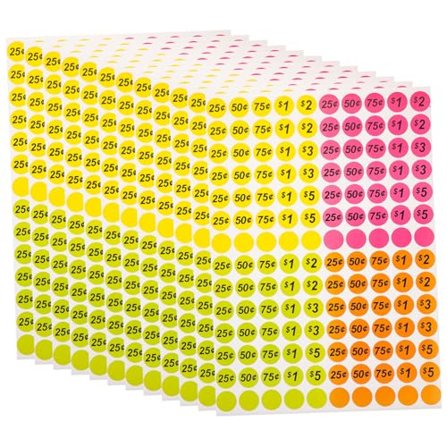 CANIGHT 25 Bögen Preisschildaufkleber Büroaufkleber Flohmarktaufkleber Kreisetiketten Preisauszeichneretiketten Preisaufkleber Für Kleinunternehmen Runde Aufkleber Etiketten von CANIGHT