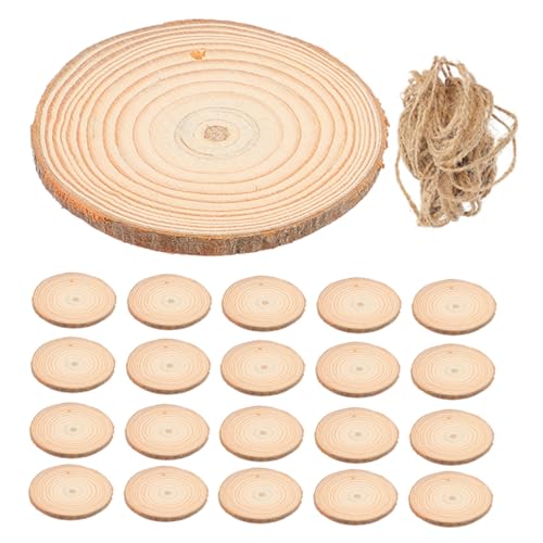 CANIGHT 25 Stück Teiliges Kleine Holzscheiben mit Vorgebohrten Löchern Naturbelassene Runde Holzrohlinge aus Glattem Holz Kindersichere Diy Bastelrohlinge für Kindergarten und von CANIGHT