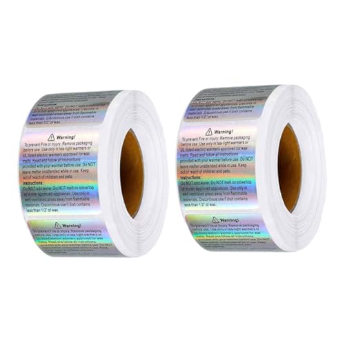 CANIGHT 2Rollen Holographische Wachsmelter Warnetiketten Wasserdichte Selbstklebende Sicherheitsaufkleber für Diy Kerzengläser Dosen und Verpackungen Etiketten pro Rolle CANIGHT 2Rollen Holographische Wachsmelter Warnetiketten Wasserdichte Selbstklebende Sicherheitsaufkleber für Diy Kerzengläser Dosen und Verpackungen Etiketten pro Rolle von CANIGHT