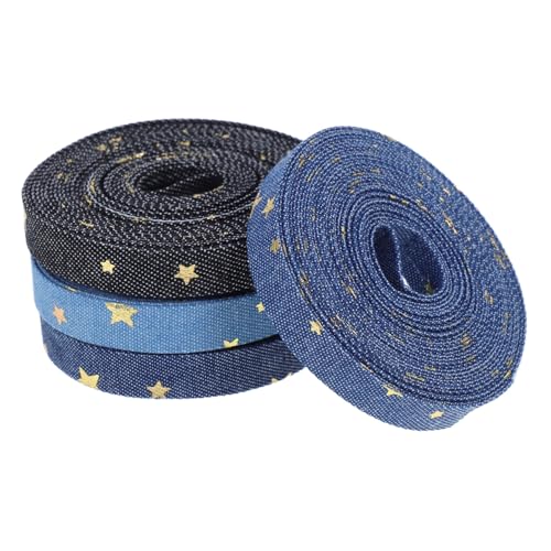 CANIGHT 4 Rollen Denim Band mit Goldenen Sternen für Diy Projekte für Bastelarbeiten Kleidung Geschenkverpackungen und Festliche Dekorationen von CANIGHT