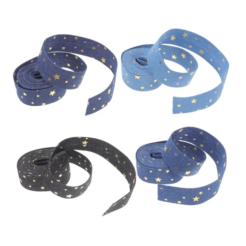CANIGHT 4 Rollen Denimband mit Glitzerstern für Diy Projekte und Bastelarbeiten für Nähzubehör und Dekorationen aus Strapazierfähigem Denim Gefertigt Vielseitig Einsetzbar CANIGHT 4 Rollen Denimband mit Glitzerstern für Diy Projekte und Bastelarbeiten für Nähzubehör und Dekorationen aus Strapazierfähigem Denim Gefertigt Vielseitig Einsetzbar von CANIGHT