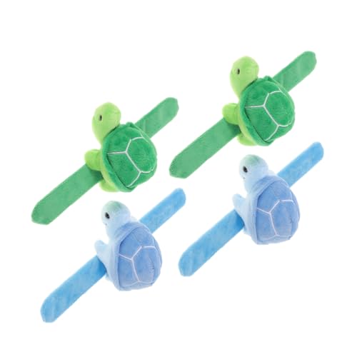 CANIGHT 4 Stück Teiliges Plüsch Snap Armbänder Kuschelige Schildkröten Slap Bracelets für Weiche Hautfreundliche Tier Wristbands für Partys und Alltag von CANIGHT