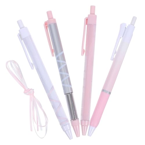 CANIGHT 4-teiliges Gelschreiber-set Mit Süßer Schleife, 0,5 Mm Schwarze Tinte, Feine Spitze, Einziehbarer, Schnelltrocknender Kugelschreiber, Süßes Briefpapier Für Schüler, Schularbeiten von CANIGHT