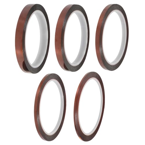 CANIGHT 5 Rollen Hitzebeständiges Klebeband, Hochtemperaturband, Thermoklebeband, Polyimidfolienklebeband, Polyimidband, Hitzebeständiges Isolierband, Hitzebeständiges Klebeband, Heizband CANIGHT 5 Rollen Hitzebeständiges Klebeband, Hochtemperaturband, Thermoklebeband, Polyimidfolienklebeband, Polyimidband, Hitzebeständiges Isolierband, Hitzebeständiges Klebeband, Heizband von CANIGHT