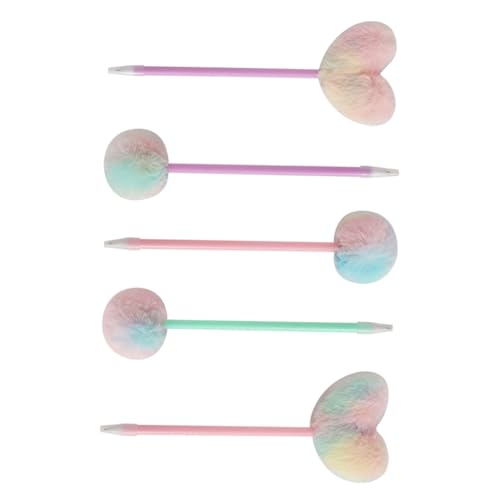 CANIGHT 5-teiliger Herz-pompon-kugelschreiber Flauschiger Dekorativer Stift Bezaubernder Tragbarer Schreibstift Für Kinder von CANIGHT
