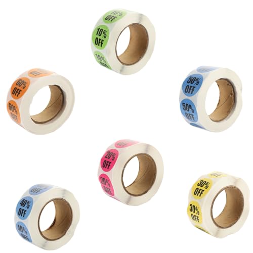 CANIGHT 6 Rollen Logo Aufkleber, Preisaufkleber Für Kleine Unternehmen, Ladenaufkleber, Prozent Aufkleber, Inventaraufkleber, Preisetiketten, Selbstklebende Etiketten, von CANIGHT