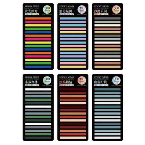 CANIGHT 6 Sets Bunte Notizbuch Registerkarten, Farbige Notiz Registerkarten, Buch Registerkarten Zum Kommentieren Von Büchern, Haftregisterkarten Für Bücher, Büro Notizbuchstreifen, von CANIGHT
