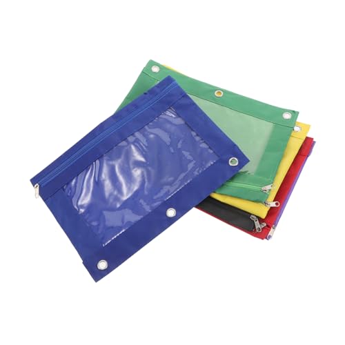 CANIGHT 6-teiliges Federmäppchen Mit 3 Löchern Und Reißverschluss, Großes Fassungsvermögen, Transparente Federtasche, Akten-organizer Für Schulbedarf, Büroaufbewahrung Und von CANIGHT
