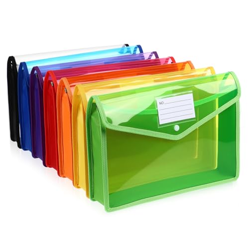 CANIGHT 7 Stück Plastiktüte Knopfschnalle transparente Taste Aktentasche mit Knopf transparente Schreibwarentasche ordner Kunststoffmappen mit Verschluss übersichtliche Dokumentenmappen von CANIGHT