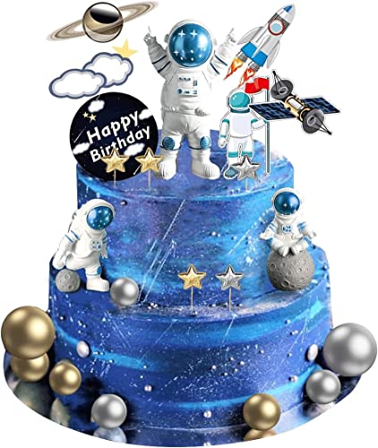 22 cupcakes, space cupcakes, astronautenfiguren, die geburtstagsparty für alien-astronauten dekorieren und stellen asteroiden-raketen und sterne diy-cupcakes für babys dar von CANIPHA