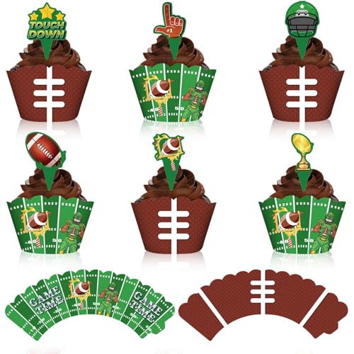 24 Stück Fußball-Cupcake-Topper, Fußball-Cupcake-Förmchen, Geschenkzubehör, Fußball-Kuchenaufsätze, Fußball-Kuchendekorationen, Sport-Kuchenaufsatz-Dekor für Fußball-Mottopartys oder Geburtstagsfeiern 24 Stück Fußball-Cupcake-Topper, Fußball-Cupcake-Förmchen, Geschenkzubehör, Fußball-Kuchenaufsätze, Fußball-Kuchendekorationen, Sport-Kuchenaufsatz-Dekor für Fußball-Mottopartys oder Geburtstagsfeiern von CANIPHA