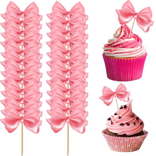 24-teilige Party-Dekorationen mit Schleife, süße Cupcake-Topper mit rosa Schleife, Geburtstagskuchen-Topper-Dekor, Tortendeko rosa Schleife, Bogen-Party-Dekorationen Kuchendekoration mit Schleife 24-teilige Party-Dekorationen mit Schleife, süße Cupcake-Topper mit rosa Schleife, Geburtstagskuchen-Topper-Dekor, Tortendeko rosa Schleife, Bogen-Party-Dekorationen Kuchendekoration mit Schleife von CANIPHA