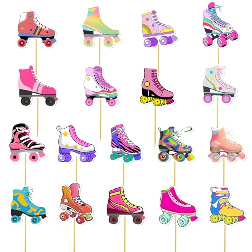 36 Stück Rollschuh-Partydekorationen, Cupcake-Topper, bunte Skate-Party-Dekorationen, Rollschuh-Motto-Party-Geburtstags-Dekorationen, Rollschuhlaufen Partygeschenke für Zuhause, Kindergeburtstags 36 Stück Rollschuh-Partydekorationen, Cupcake-Topper, bunte Skate-Party-Dekorationen, Rollschuh-Motto-Party-Geburtstags-Dekorationen, Rollschuhlaufen Partygeschenke für Zuhause, Kindergeburtstags von CANIPHA