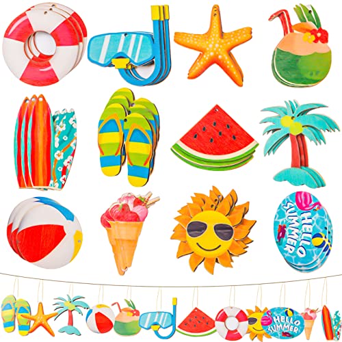 36 Stück Sommer Holz hängende Ornamente Sommer Holz Tags Holz Dekorationen mit Seil für Sommer Hawaii Tropische Party 36 Stück Sommer Holz hängende Ornamente Sommer Holz Tags Holz Dekorationen mit Seil für Sommer Hawaii Tropische Party von CANIPHA