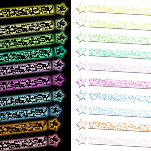 420pcs Luminous Origami Star leuchtende Origami-Stern-Papierstreifen, Papier-Sternstreifen, handgefertigte Origami-Papierstreifen für Sterne, 10 Farben Origami-Papiersterne für Papier-DIY-Papierkunst von CANIPHA