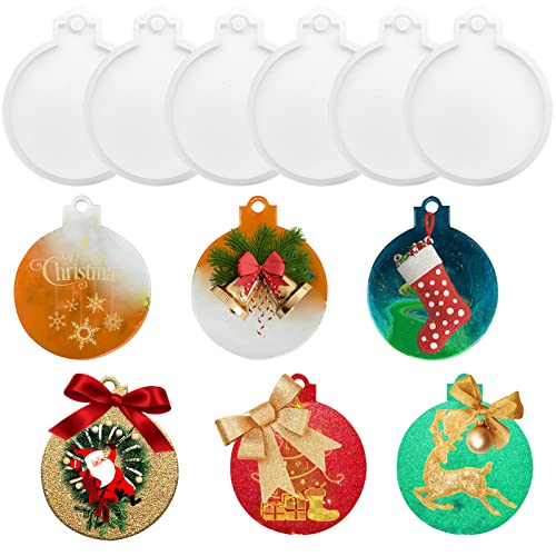 6 Stück Weihnachtsharz-Formen Silikon, Epoxidharz-Formen Silikonformen für Epoxidharz, runde Silikonformen Weihnachts-Silikonform für Weihnachtsbaumdekorationen, DIY-Handwerk, Schlüsselanhänger 6 Stück Weihnachtsharz-Formen Silikon, Epoxidharz-Formen Silikonformen für Epoxidharz, runde Silikonformen Weihnachts-Silikonform für Weihnachtsbaumdekorationen, DIY-Handwerk, Schlüsselanhänger von CANIPHA