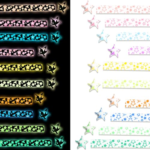 840pcs Luminous Star Paper leuchtende Origami-Stern-Papierstreifen, handgefertigte Papier-Sternstreifen, 10 Farben, Origami-Papierstreifen für Sterne, Origami-Papiersterne für Papier-DIY-Papierkunst von CANIPHA