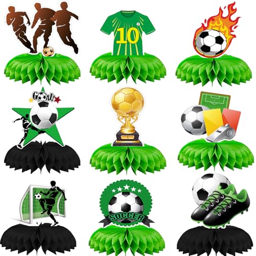 9 Stück Fußball-Geburtstagsparty-Dekorationen – Waben-Mittelstücke mit 3D-Fußball-Thema, Partyzubehör für Jungen und Kinder 9 Stück Fußball-Geburtstagsparty-Dekorationen – Waben-Mittelstücke mit 3D-Fußball-Thema, Partyzubehör für Jungen und Kinder von CANIPHA
