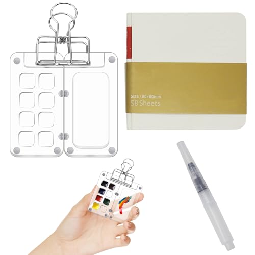 Aquarell-Reiseset mit 8 Fächern im Taschenformat für Künstler, Wassermalkasten transparente magnetische Aquarellpalette, tragbares, skizzenhaftes Reise-Aquarell Leerkasten mit Clip, Palette Aquarell-Reiseset mit 8 Fächern im Taschenformat für Künstler, Wassermalkasten transparente magnetische Aquarellpalette, tragbares, skizzenhaftes Reise-Aquarell Leerkasten mit Clip, Palette von CANIPHA