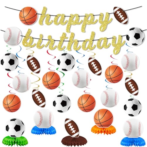 Sport Party Banner Dekorationsset Sport-Geburtstagspartys, Party Zubehör mit Sportthema, Hängebanner, Fußball, Basketball, Baseball, Waben-Sportparty-Fussball Geburtstagsdeko, Geburtstagsgeschenke Sport Party Banner Dekorationsset Sport-Geburtstagspartys, Party Zubehör mit Sportthema, Hängebanner, Fußball, Basketball, Baseball, Waben-Sportparty-Fussball Geburtstagsdeko, Geburtstagsgeschenke von CANIPHA