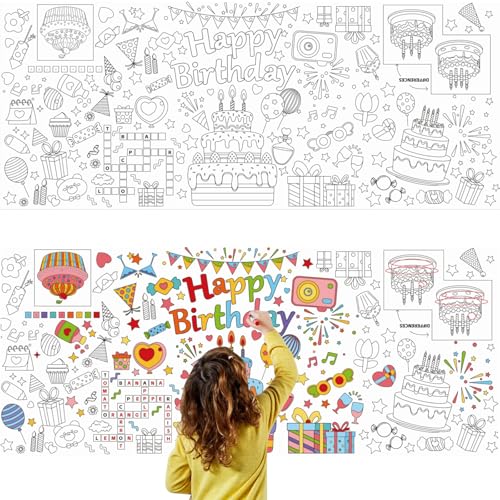 Tablecloth Tischdecke Happy Birthday zum Ausmalen, Riese Tischdecke zum Ausmalen für Kinder Geburtstagstischdecken, Tischdecke für Kinder zum Ausmalen für Geburtstage Geeignet Kinder Maltischdecken Tablecloth Tischdecke Happy Birthday zum Ausmalen, Riese Tischdecke zum Ausmalen für Kinder Geburtstagstischdecken, Tischdecke für Kinder zum Ausmalen für Geburtstage Geeignet Kinder Maltischdecken von CANIPHA