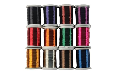 12 Spulen, 28 Gauge, 155 m, gemischte Farben, eloxiert, zur Schmuckherstellung, Perlenstickerei, floraler Kupferdraht, weicher Kunstdraht 12 Spulen, 28 Gauge, 155 m, gemischte Farben, eloxiert, zur Schmuckherstellung, Perlenstickerei, floraler Kupferdraht, weicher Kunstdraht von CANKA CRAFTS