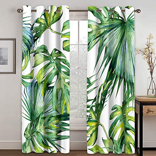 CANNOA Vorhang Blickdicht Kurz 3D Grüne Tropische Pflanze Muster Vorhänge 2Er Set 140x200 cm Thermovorhang Kälteschutz Mit Ösen Gardinen Kinderzimmer Verdunkelungsvorhang Schlafzimmer Wohnzimmer Deko CANNOA Vorhang Blickdicht Kurz 3D Grüne Tropische Pflanze Muster Vorhänge 2Er Set 140x200 cm Thermovorhang Kälteschutz Mit Ösen Gardinen Kinderzimmer Verdunkelungsvorhang Schlafzimmer Wohnzimmer Deko von CANNOA