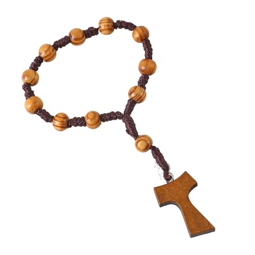 CANNXI 8 mm Holz-Rosenkranz mit Kreuzen für Gebet und Achtsamkeit, natürliche Farbe, 8 mm Holz-Rosenkranz von CANNXI