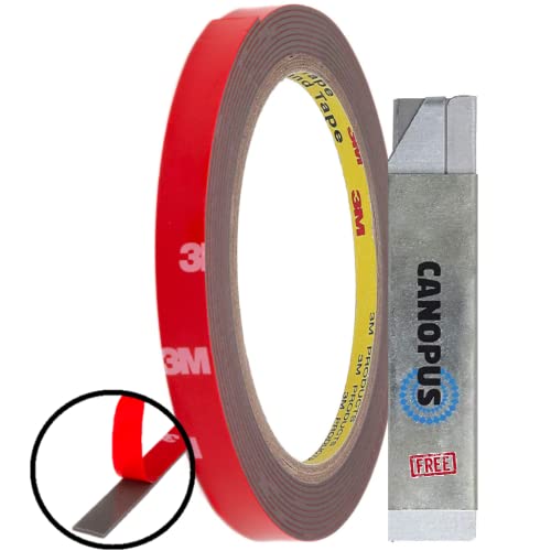 CANOPUS Profi Doppelseitig Klebeband Extra Stark, 4229P Klebeband 3m x 8mm Wasserfest Montageklebeband für Auto, Automobil klebeband, Ideal für LED-Streifen, Wohnkultur, Büro Schul-Apps Dunkelgrau von CANOPUS