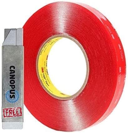 CANOPUS Doppelseitiges Klebeband Extra Stark Transparent Wasserdicht 4910 (12,7mm x 4,5m), Schwerlast Klebeband, Montageklebeband für LED-Streifen, Wohnkultur, Wohnkultur von CANOPUS