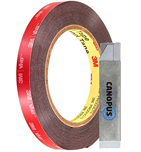 CANOPUS Profi Doppelseitiges Klebeband Extra Stark Schwarz, Wasserfest 5925 Klebeband (10mm x 4,5m) Wasserdicht Montageklebeband, Ideal für LED Streifenlichter, Auto, Innen, Außenbereich von CANOPUS