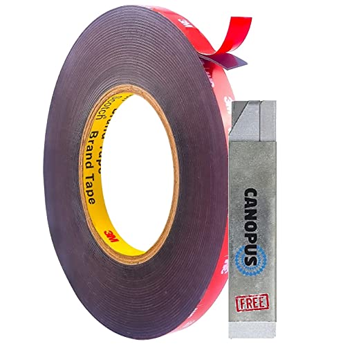 CANOPUS Profi Doppelseitiges Klebeband Extra Stark, Wasserfest Klebeband 5mm x 15m Wasserdicht Klebestreifen Doppelseitig für Auto, LED Streifen, Kfz, Auto Montageklebeband, Dunkel Grau von CANOPUS