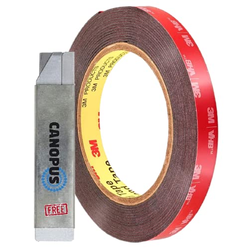CANOPUS Profi Doppelseitiges Klebeband Extra Stark Schwarz, Wasserfest 5925 Klebeband (10mm x 3m) Wasserdicht Montageklebeband, Ideal für LED Streifenlichter, Auto, Innen, Außenbereich von CANOPUS