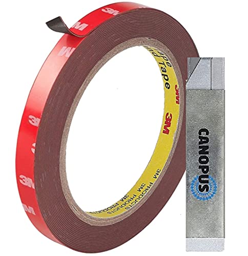 CANOPUS Profi Doppelseitiges Klebeband Extra Starke, Wasserfest Klebeband 4229P (12,5mm x 4,5m) Montageklebeband, Auto klebeband, Ideal für LED-Streifen, Wohnkultur von CANOPUS