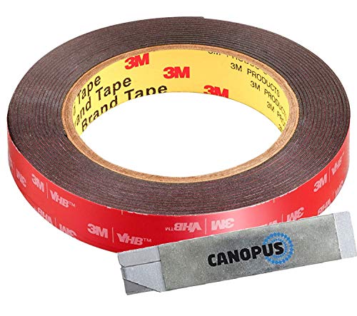 CANOPUS Profi Doppelseitiges Klebeband Extra Starkes, Wasserfest 5925 Klebeband (12,7mm x 4,5m) Wasserdicht Klebeband für LED Streifen, Montageklebeband, Innen, Außenbereich, Wohnkultur, Schwarz von CANOPUS