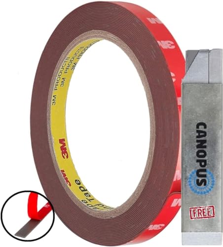 CANOPUS Top Qualität 3M Doppelseitiges Klebeband Extra Stark 4218P (10mm x 3m) Wasserdicht Klebeband für LED Streifen, Innen, Außenbereich, Wohnkultur, Double Sided Tape, Dunkelgrau, 3M Klebeband von CANOPUS