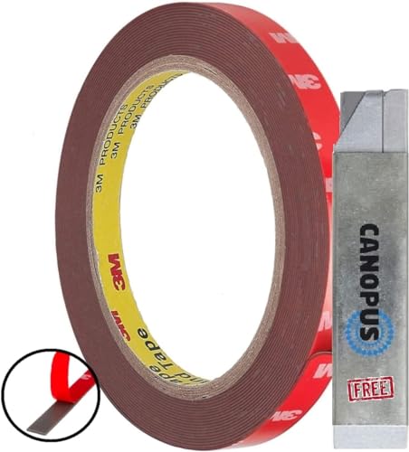 CANOPUS Doppelseitiges Klebeband 3m x 10mm Dunkel Grau Extra Stark Wasserdichtes Montageklebeband Klebestreifen für Wand und LED-Streifen, Auto, Hergestellt aus 3 m Klebeband, Double Sided Tape von CANOPUS