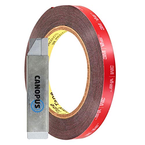 CANOPUS Doppelseitiges Klebeband Extra Stark 5952 (12,7mm x 4,5m) Wasserfest Hochleistungs Montageband, LED Streifen Klebeband, Klebeband für den Inneni Außenbereich, KFZ, Schwarz von CANOPUS