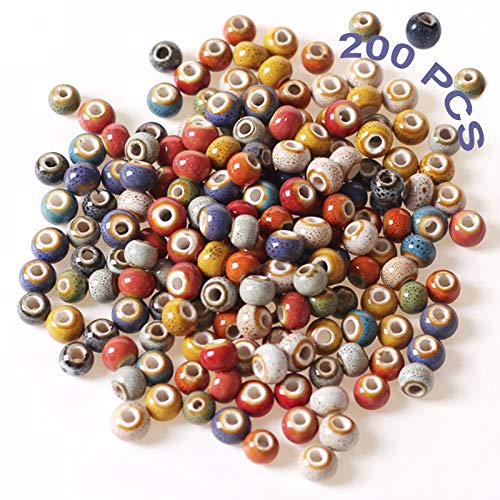 CANRNYACBZ Keramikperlen zum Auffädeln, 200 Stück 6mm Bastelperlen Ceramic Bead, Kugel DIY Manuelle Perlen Runde, Lose Perlen Bunte Perlen Basteln Spacer für Armband Halskette DIY Schmuck von CANRNYACBZ