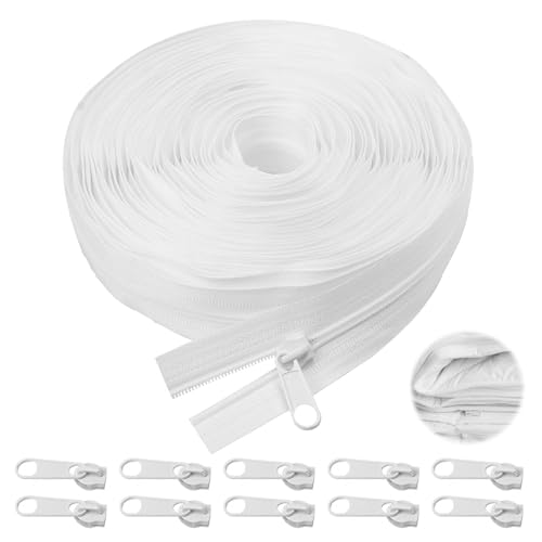 CANRNYACBZ Reissverschluss für Bettwäsche 10m Endlos Reissverschluss mit Zipper Endlosreissverschluss Meterware Weiß mit 10 Reißverschluss Zipper Nylon Reißverschluss Endlos zum Nähen Tasche Kleidung CANRNYACBZ Reissverschluss für Bettwäsche 10m Endlos Reissverschluss mit Zipper Endlosreissverschluss Meterware Weiß mit 10 Reißverschluss Zipper Nylon Reißverschluss Endlos zum Nähen Tasche Kleidung von CANRNYACBZ