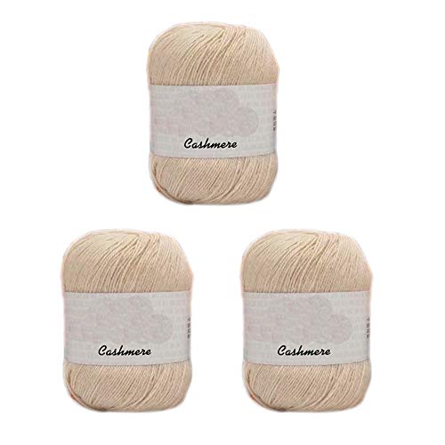 3 Knäuel 100% Kaschmir-Merinowoll-Mischgarn, weiches Kaschmirgarn, Strickgarn, Häkelgarn, für Strickpullover, Schals, Handschuhe, insgesamt 150 g (Beige) von CANVUE