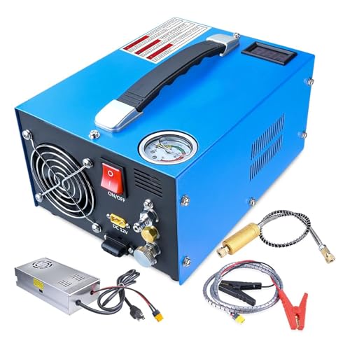 Air Compressor, Home Air Gun Compressor with 4500Psi/30Mpa, Water/Oil-Free, Powered by 12V Car DC or Home 110V AC with Power Converter and Oil-Moisture Filter for Air Guns Scuba Tank Inflation Pump von CAOJS