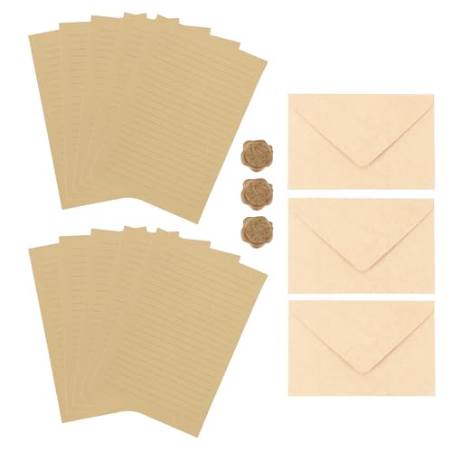 CAPASTEC 1 Satz Umschläge, Einladungsumschläge mit Brief und Wachssiegel für Grußkarten Hochzeit Geburtstagseinladungen, Beige von CAPASTEC