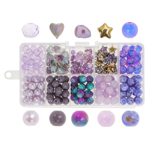 CAPASTEC 1 Set 8mm runde Glasperlen für Armbänder, 200 Stück Armbandperlen, Glasperlen für Schmuckherstellung, Armbandherstellung DIY Basteln, Lila von CAPASTEC