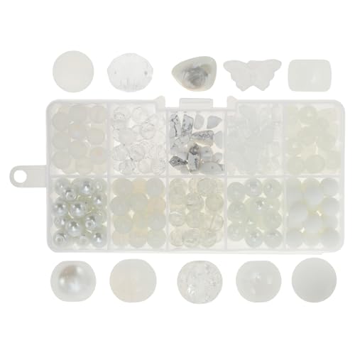 CAPASTEC 1 Set 8mm runde Glasperlen für Armbänder, 200 Stück Armbandperlen, Glasperlen für Schmuckherstellung, Armbandherstellung DIY Basteln, Weiß von CAPASTEC