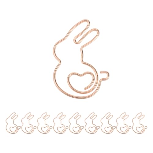 CAPASTEC 10 Stk. Büroklammer, kleine niedliche Hasenform Büroklammer, Lesezeichen für die Sortierung von Dokumentennotizen Bürobedarf, Roségold-Ton von CAPASTEC