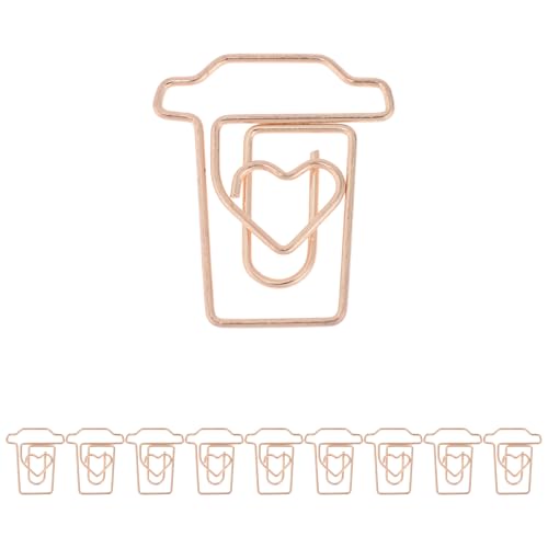 CAPASTEC 10 Stk. Büroklammer, kleine niedliche Kaffeetassenform Büroklammer, Lesezeichen für die Sortierung von Dokumentennotizen Bürobedarf, Roségold-Ton von CAPASTEC