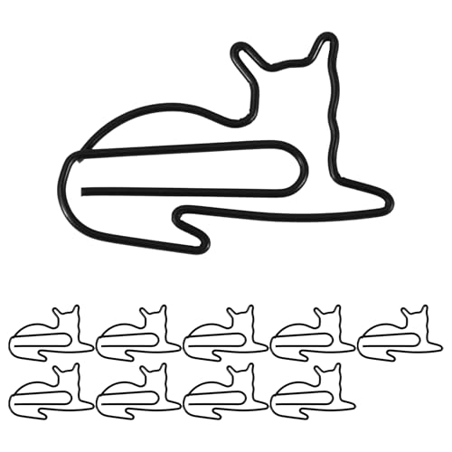 CAPASTEC 10 Stk. Büroklammer, kleine niedliche Katzenform Büroklammer, Lesezeichen für Dokumentennotizsortierung und -organisation Büromaterial, Schwarz von CAPASTEC