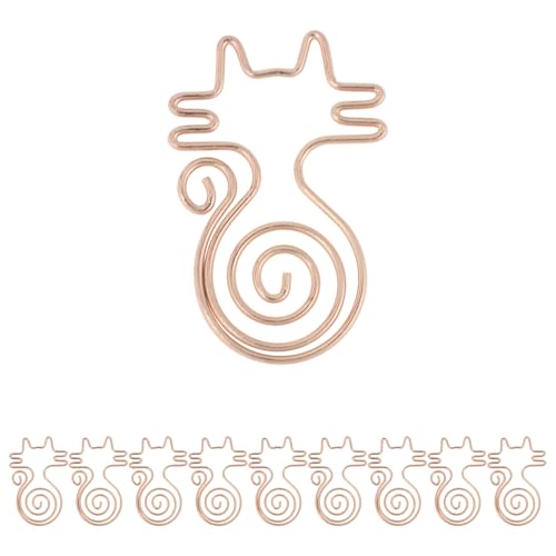 CAPASTEC 10 Stk. Büroklammer, kleine niedliche Katzenform Büroklammer, Lesezeichen für die Sortierung von Dokumentennotizen Bürobedarf, Roségold-Ton von CAPASTEC